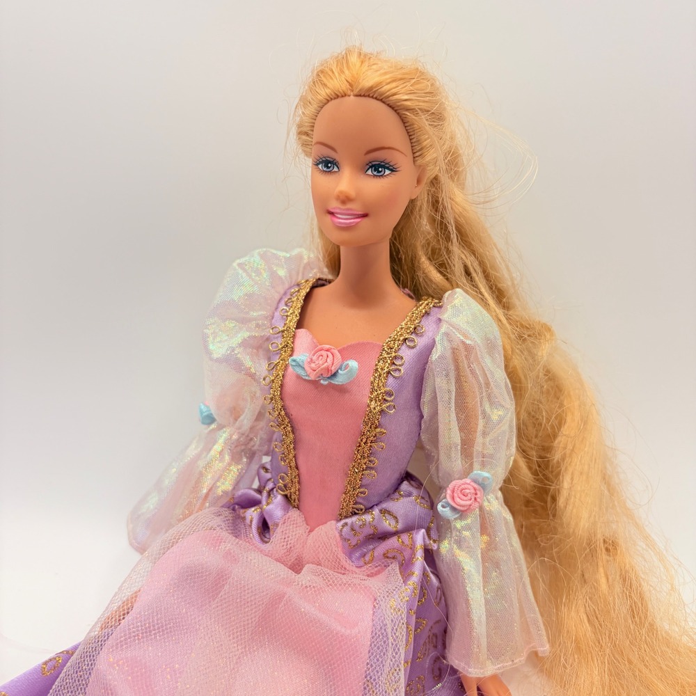 Mattel 2001 Barbie as Rapunzel Magically Growing Hair Doll Purple Gown Vintage